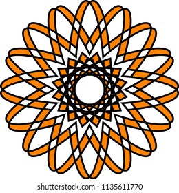 Geometric floral mandala pattern vector background abstract design oriental art orange black white