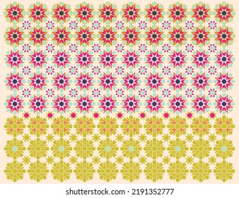 geometric floral multi color pattern, Flower Pattern Vector Art