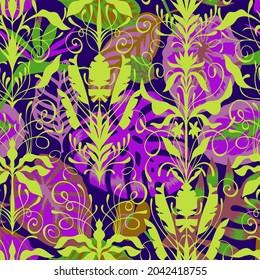 Geometric floral ornament. Art nouveau seamless pattern.