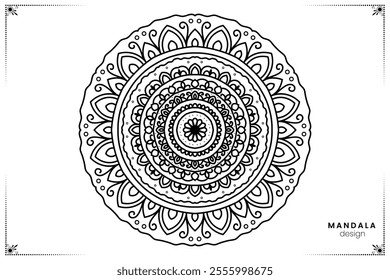 Geometric floral ornament, hand drawn mandala, decorative round ornament. Ethnic mandala, coloring book, vector