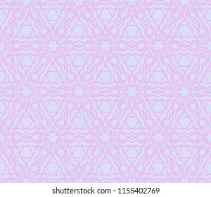Geometric floral ornament. For Interior decoration, wallpaper, fashion design. Seamless vector pattern. Pink color.