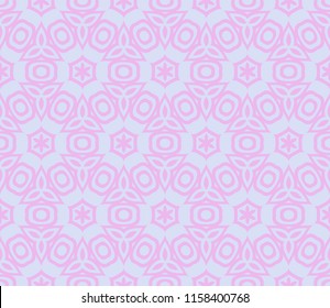 Geometric floral ornament. For Interior decoration, wallpaper, fashion design. Seamless vector pattern. Pink color.