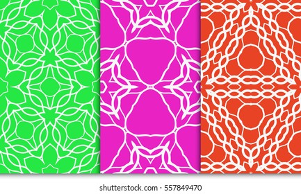 geometric floral ornament. set of seamless pattern. abstract geometry shape. vector illustration. modern wallpaper. For design, background fills, card, banner.