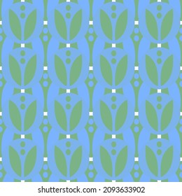 Geometric  Floral Ornamental Seamless Pattern with Leaves.Vector.