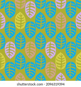 Geometric  Floral Ornamental Seamless Pattern with Leaves.Vector.