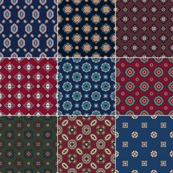 Geometric floral paisley mandala mosaic vintage vector seamless pattern collection for necktie kerchief fabric
