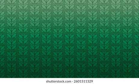 Geometric floral pattern background with dark green gradient color. Floor pattern background