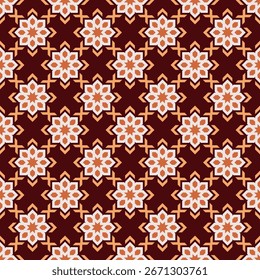 Fondo geométrico del patrón floral con la textura granate y naranja de los tonos
