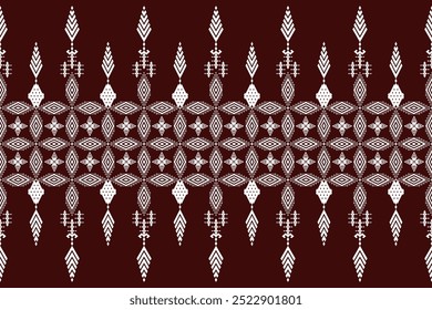 Geometric floral pattern background vector illustration.flower ethnic pixel pattern,Aztec style,abstract background.design for texture,fabric,clothing,decoration,print,sarong.