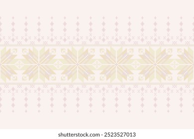 Geometric floral pattern background vector illustration.flower ethnic pixel pattern,Aztec style,abstract background.design for texture,fabric,clothing,decoration,print,sarong.