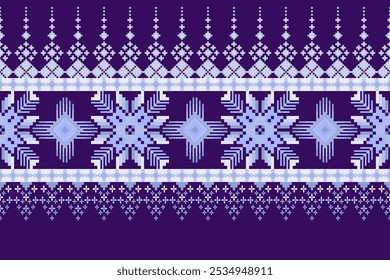 Geometric floral pattern background vector illustration.flower ethnic pixel pattern,Aztec style,abstract background.design for texture,fabric,clothing,decoration,print,sarong.