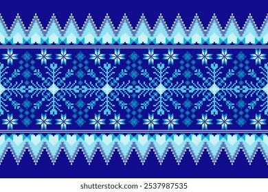 Padrão floral geométrico padrão fundo vetor illation.flower padrão étnico pixel,estilo asteca,background.design abstrato para textura,tecido,roupas,decoração,impressão,sarong.