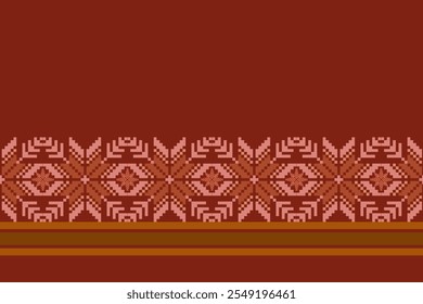 Geometric floral pattern background vector illustration.flower ethnic pixel pattern,Aztec style,abstract background.design for texture,fabric,clothing,decoration,print,sarong.