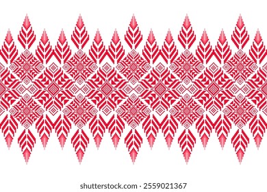 Geometric floral pattern background vector illustration.flower ethnic pixel pattern,Aztec style,abstract background.design for texture,fabric,clothing,decoration,print,sarong.