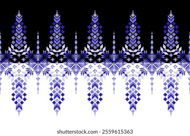 Geometric floral pattern background vector illustration.flower ethnic pixel pattern,Aztec style,abstract background.design for texture,fabric,clothing,decoration,print,sarong.