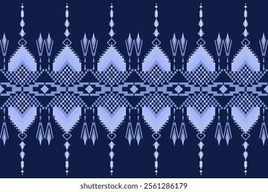 Geometric floral pattern background vector illustration.flower ethnic pixel pattern,Aztec style,abstract background.design for texture,fabric,clothing,decoration,print,sarong.
