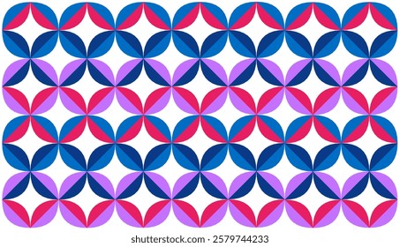 geometric floral pattern background vector design. Design vector geometric pattern in vibrant pink and blue. Ethnic graphic design. Background and wallpaper in ethnic style. Seamlees pattern