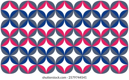 geometric floral pattern background vector design. Design vector geometric pattern in vibrant pink and blue. Ethnic graphic design. Background and wallpaper in ethnic style.