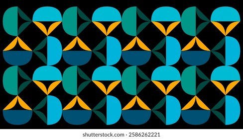 geometric floral pattern background vector design. Design vector geometric pattern in vibrant blue. Dark background and wallpaper in ethnic style. Seamlees pattern with geometric flower.