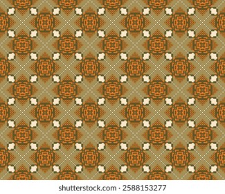 Geometric floral pattern background vector illustration.flower ethnic pixel pattern,Aztec style,abstract background.design for texture,fabric,clothing,decoration,print,sarong.