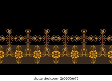 Geometric floral pattern background vector illustration.flower ethnic pixel pattern,Aztec style,abstract background.design for texture,fabric,clothing,decoration,print,sarong.