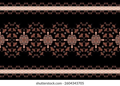 Geometric floral pattern background vector illustration.flower ethnic pixel pattern,Aztec style,abstract background.design for texture,fabric,clothing,decoration,print,sarong.