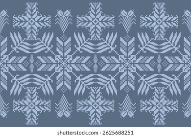 Geometric floral pattern background vector illustration.flower ethnic pixel pattern,Aztec style,abstract background.design for texture,fabric,clothing,decoration,print,sarong.