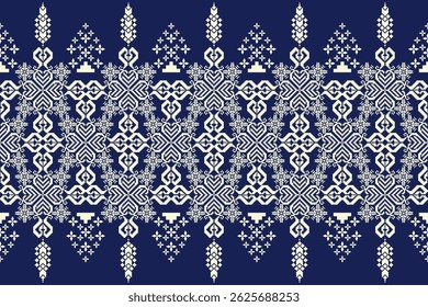 Geometric floral pattern background vector illustration.flower ethnic pixel pattern,Aztec style,abstract background.design for texture,fabric,clothing,decoration,print,sarong.