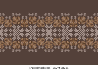 Padrão floral geométrico padrão fundo vetor illation.flower padrão étnico pixel,estilo asteca,background.design abstrato para textura,tecido,roupas,decoração,impressão,sarong.