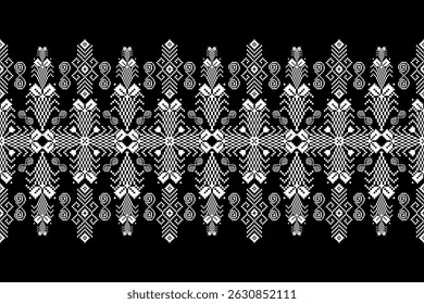 Geometric floral pattern background vector illustration.flower ethnic pixel pattern,Aztec style,abstract background.design for texture,fabric,clothing,decoration,print,sarong.