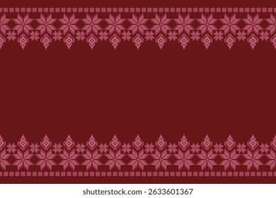 Geometric floral pattern background vector illustration.flower ethnic pixel pattern,Aztec style,abstract background.design for texture,fabric,clothing,decoration,print,sarong.