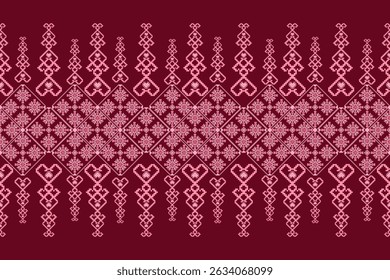 Geometric floral pattern background vector illustration.flower ethnic pixel pattern,Aztec style,abstract background.design for texture,fabric,clothing,decoration,print,sarong.