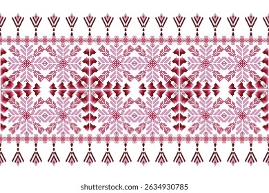 Geometric floral pattern background vector illustration.flower ethnic pixel pattern,Aztec style,abstract background.design for texture,fabric,clothing,decoration,print,sarong.