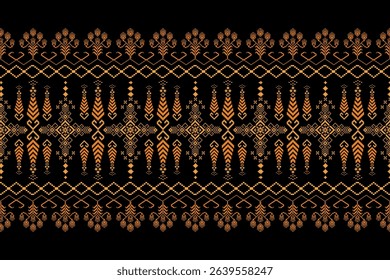 Geometric floral pattern background vector illustration.flower ethnic pixel pattern,Aztec style,abstract background.design for texture,fabric,clothing,decoration,print,sarong.