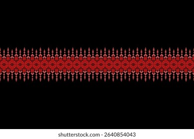Geometric floral pattern background vector illustration.flower ethnic pixel pattern,Aztec style,abstract background.design for texture,fabric,clothing,decoration,print,sarong.