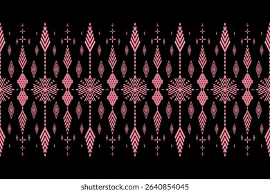 Geometric floral pattern background vector illustration.flower ethnic pixel pattern,Aztec style,abstract background.design for texture,fabric,clothing,decoration,print,sarong.