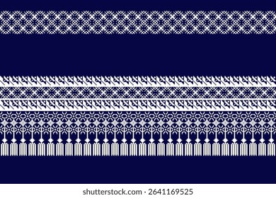 Geometric floral pattern background vector illustration.flower ethnic pixel pattern,Aztec style,abstract background.design for texture,fabric,clothing,decoration,print,sarong.