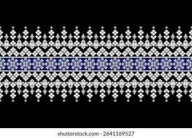 Geometric floral pattern background vector illustration.flower ethnic pixel pattern,Aztec style,abstract background.design for texture,fabric,clothing,decoration,print,sarong.