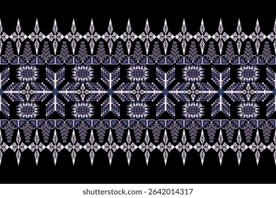 Geometric floral pattern background vector illustration.flower ethnic pixel pattern,Aztec style,abstract background.design for texture,fabric,clothing,decoration,print,sarong.