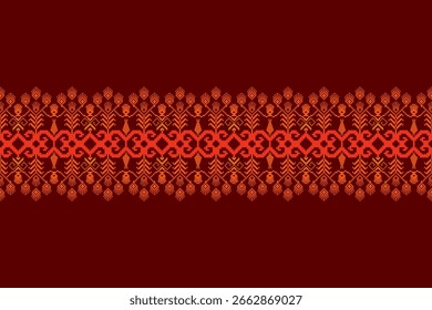 Padrão floral geométrico padrão fundo vetor illation.flower padrão étnico pixel,estilo asteca,background.design abstrato para textura,tecido,roupas,decoração,impressão,sarong.