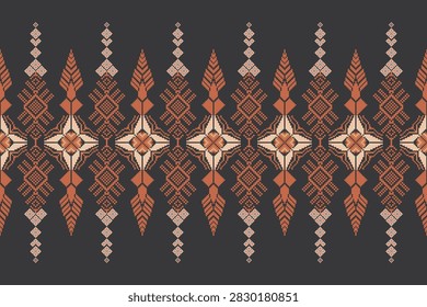 Geometric floral pattern background vector illustration.flower ethnic pixel pattern,Aztec style,abstract background.design for texture,fabric,clothing,decoration,print,sarong.