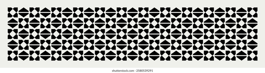 Geometric floral pattern in black and white shades inspired by the Midcentury modern design style. Graphical illustration for a unique wall decor, textiles and interior design.