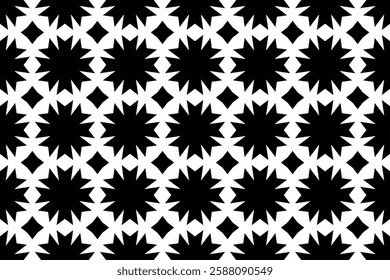 Geometric Floral Pattern in Black and White.