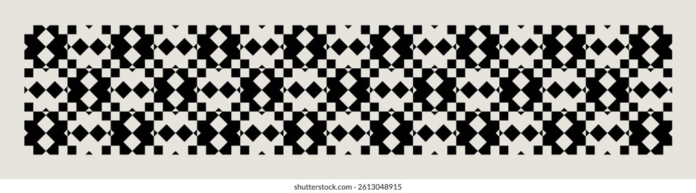 Geometric floral pattern in black and white. Repeated and decorative design that can be used for packaging, decorating, interior design, wallpapers, banners and more.