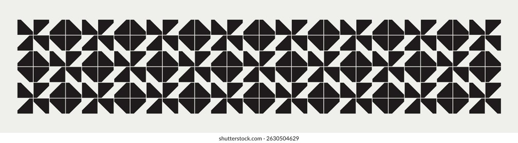 Geometric floral pattern in black and white. Repeated and decorative design that can be used for packaging, decorating, interior design, wallpapers, banners and more.