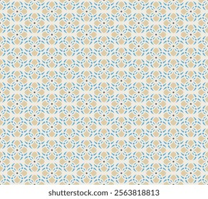 Geometric floral pattern. Cute Yellow and Blue mosaic tile pattern on off white background. Design for prints on fabrics, textile, covers, paper, wallpaper, interior, patchwork, wrapping.