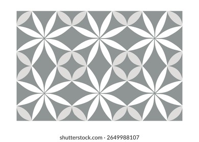 Patrón floral geométrico en gris claro en un gris Mediano con una flor sin costuras de borde