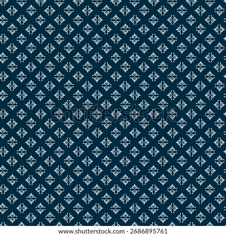 Geometric Floral Pattern On Deep Teal Background For Textiles, Wallpapers, And Home Decor