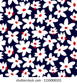 Geometric  floral pattern on navy background
