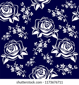 Geometric  floral pattern on navy background